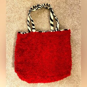 Vintage La Ranchita bag; reversible zebra stripes to red fabric